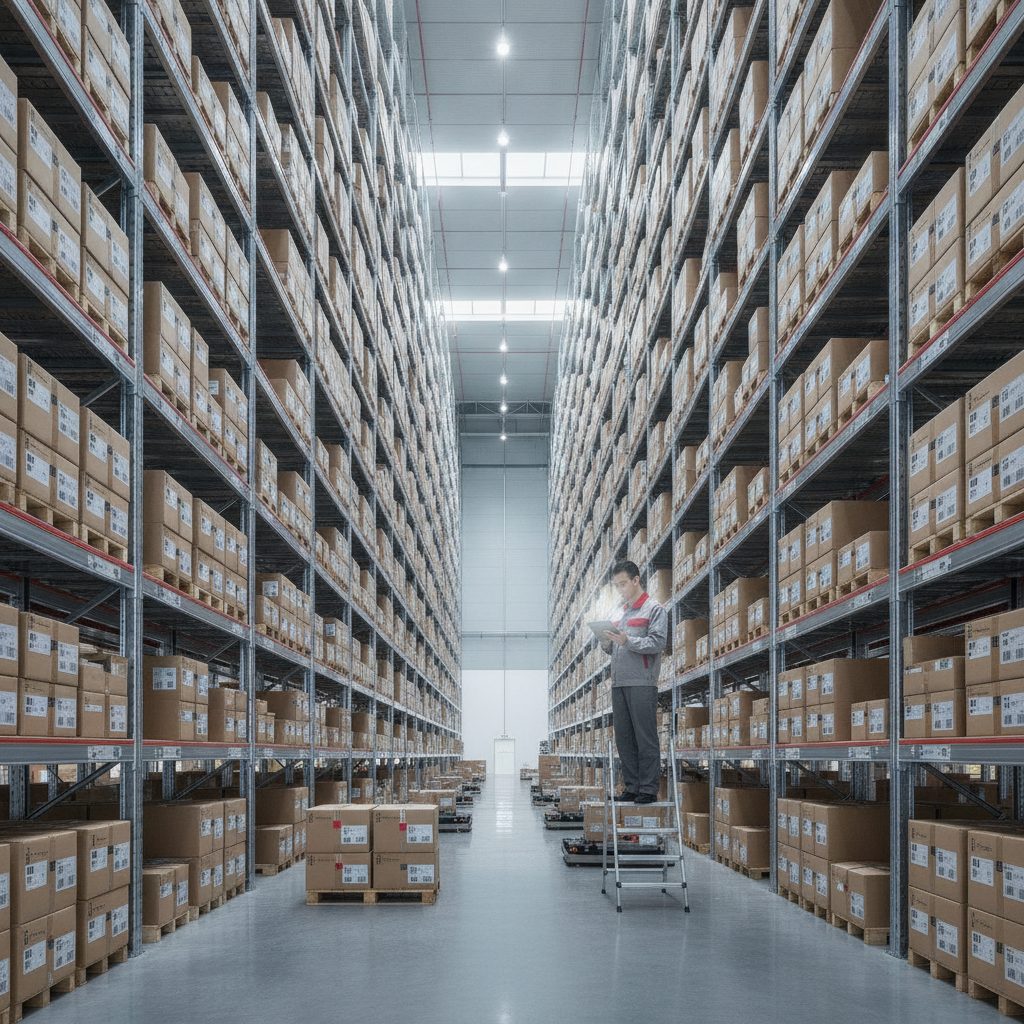 Auto parts warehouse in China packed with car and truck spare parts ready to ship